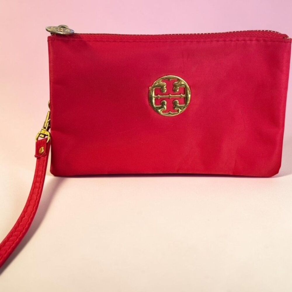 Tory Burch Red Wristlet Crossbody Bag with Gold Logo